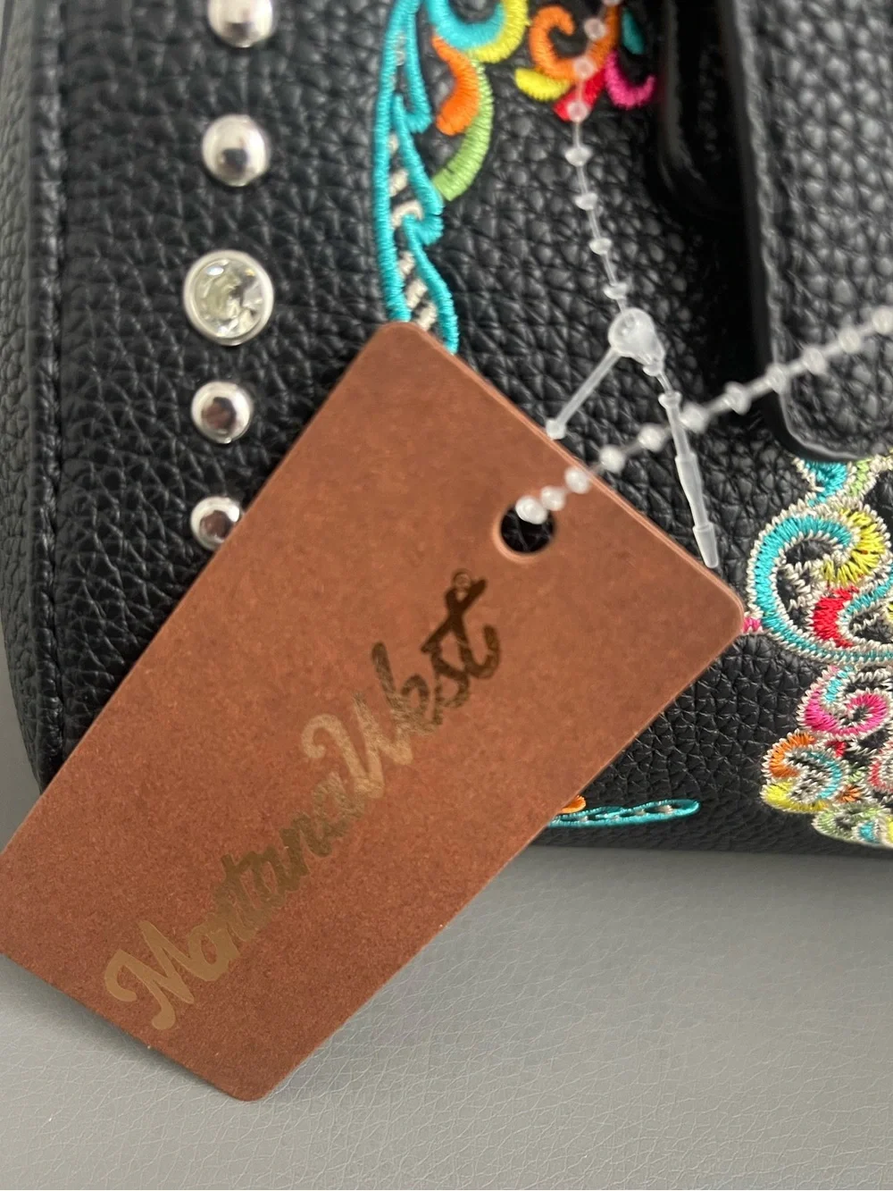 Montana West Black Barrel Satchel Sugar Skull Purse
